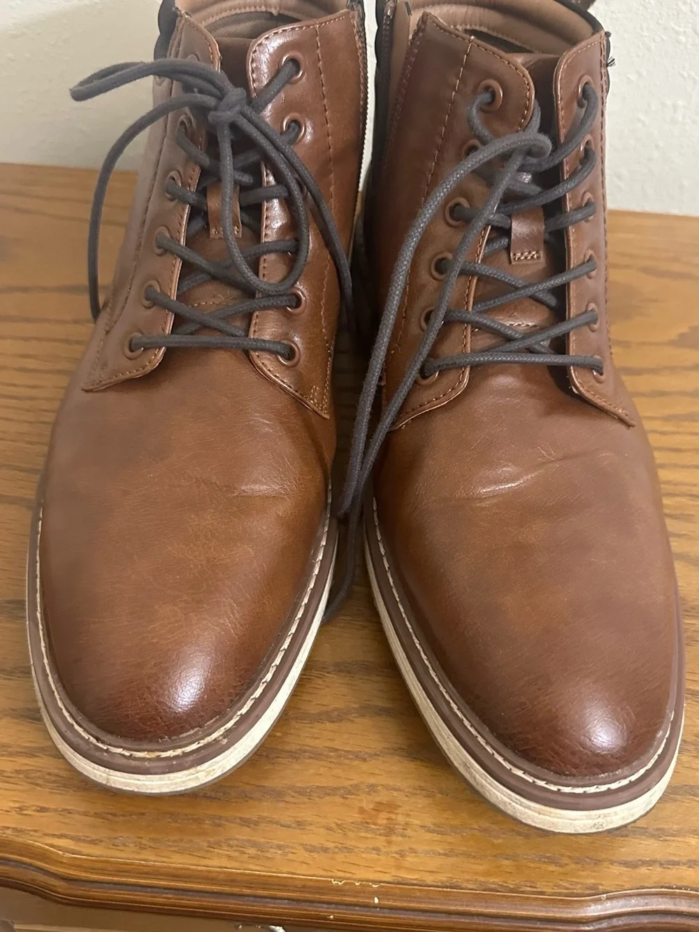 Men's Brown P-JELEN Lace-Up Ankle Boots with Side Zip size 10 Steve Madden